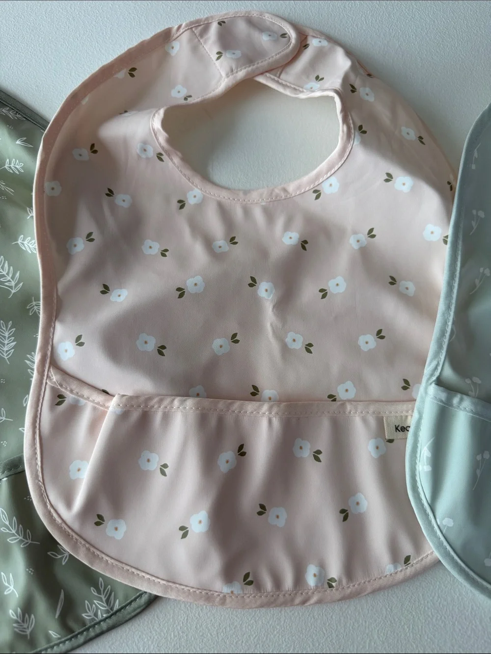 Keababies - Baby Waterproof Bibs - Pack of 3 (Pink, Sage, Mint)